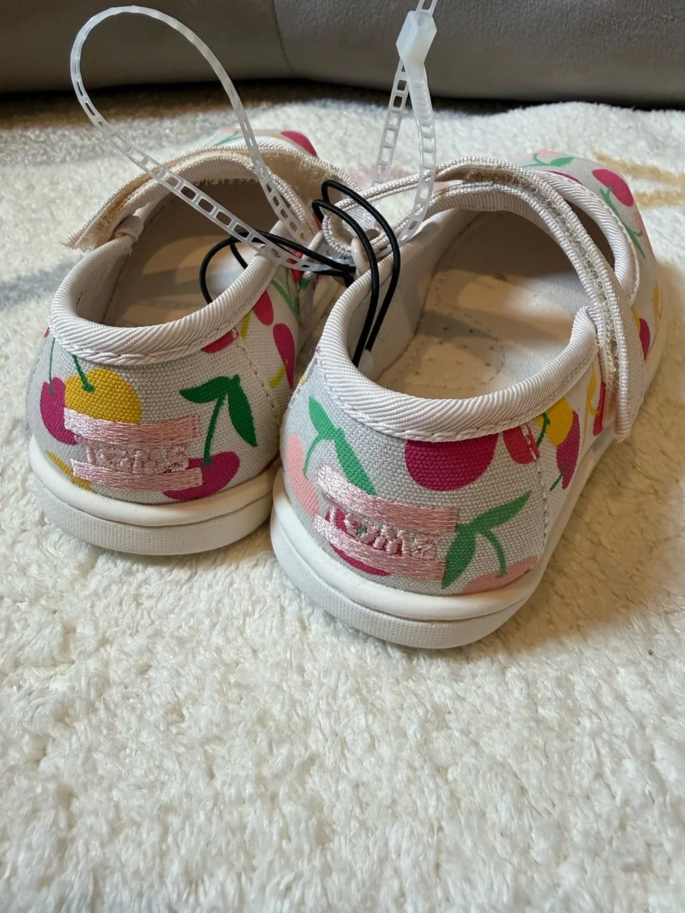 TOMS Girls Cherry Print Mary Jane Shoes